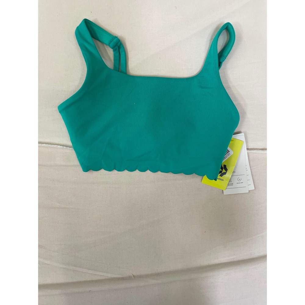 All in Motion Girls Scalloped Sports Bra Green Size M 8 Adjustable Straps NWT